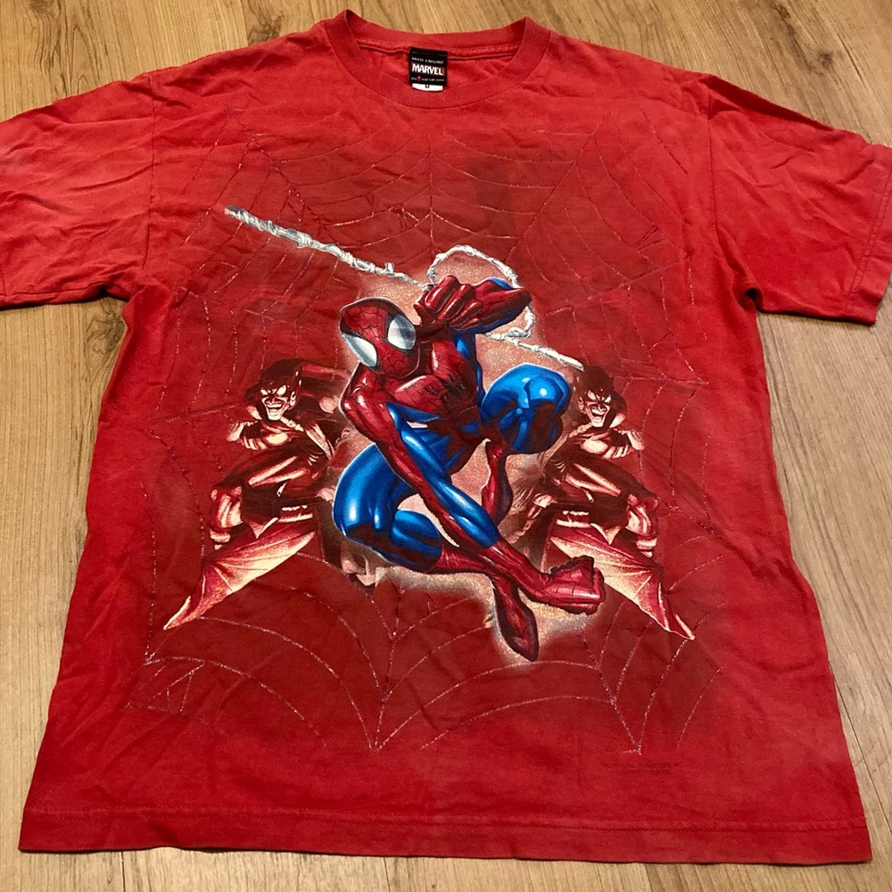 2002 Spiderman Movie Promo Shirt M Embroidered Mad Engine Marvel Tag Rare VTG